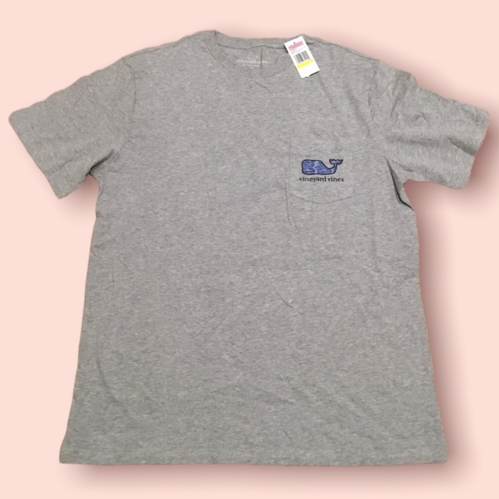 Vineyard Vines Mens Grey Heather Pocket Tee (Seafloor Camo)